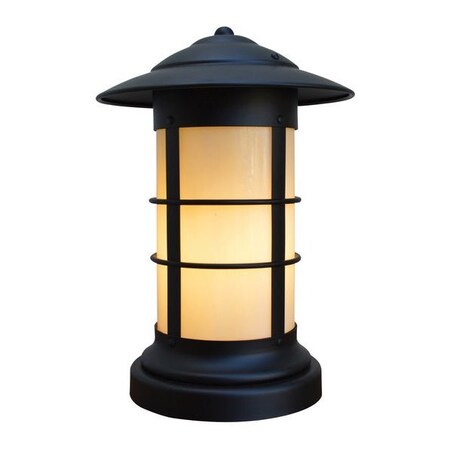 Arroyo Craftsman 9" Newport Long Body Column Mount, Rustic Brown, Rain Mist Glass NC-9LRM-RB